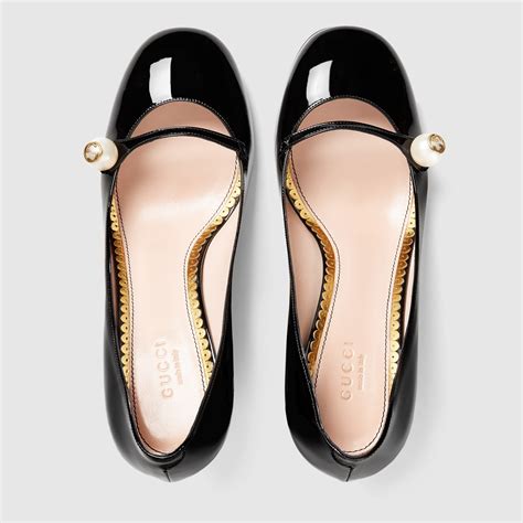 gucci mid heel pump sale|gucci patent leather heels.